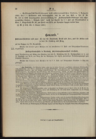 Post- und Telegraphen-Verordnungsblatt für das Verwaltungsgebiet des K.-K. Handelsministeriums 18930109 Seite: 4