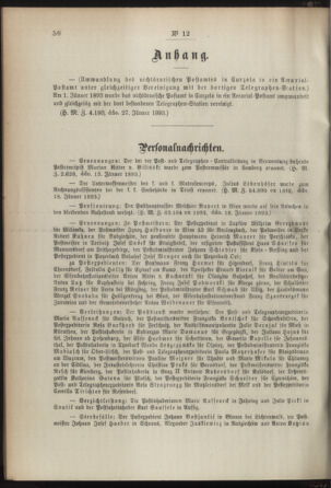 Post- und Telegraphen-Verordnungsblatt für das Verwaltungsgebiet des K.-K. Handelsministeriums 18930131 Seite: 2