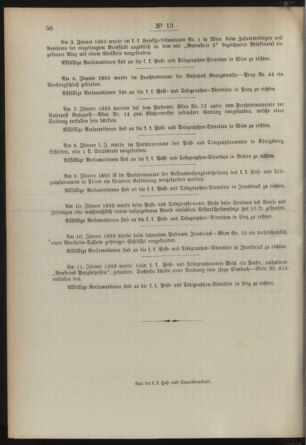 Post- und Telegraphen-Verordnungsblatt für das Verwaltungsgebiet des K.-K. Handelsministeriums 18930201 Seite: 4