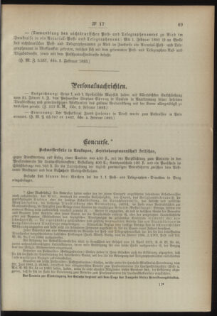 Post- und Telegraphen-Verordnungsblatt für das Verwaltungsgebiet des K.-K. Handelsministeriums 18930210 Seite: 3