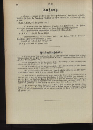 Post- und Telegraphen-Verordnungsblatt für das Verwaltungsgebiet des K.-K. Handelsministeriums 18930228 Seite: 2