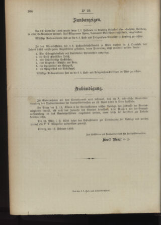 Post- und Telegraphen-Verordnungsblatt für das Verwaltungsgebiet des K.-K. Handelsministeriums 18930304 Seite: 4