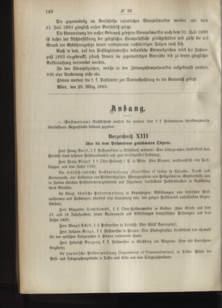 Post- und Telegraphen-Verordnungsblatt für das Verwaltungsgebiet des K.-K. Handelsministeriums 18930401 Seite: 2