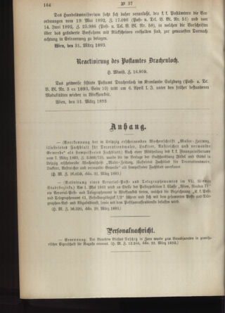 Post- und Telegraphen-Verordnungsblatt für das Verwaltungsgebiet des K.-K. Handelsministeriums 18930408 Seite: 2