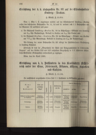 Post- und Telegraphen-Verordnungsblatt für das Verwaltungsgebiet des K.-K. Handelsministeriums 18930427 Seite: 2