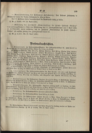 Post- und Telegraphen-Verordnungsblatt für das Verwaltungsgebiet des K.-K. Handelsministeriums 18930505 Seite: 3