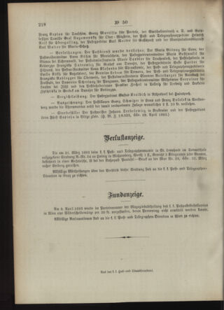 Post- und Telegraphen-Verordnungsblatt für das Verwaltungsgebiet des K.-K. Handelsministeriums 18930512 Seite: 4