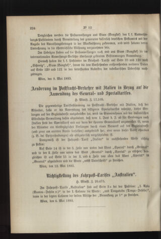 Post- und Telegraphen-Verordnungsblatt für das Verwaltungsgebiet des K.-K. Handelsministeriums 18930519 Seite: 2