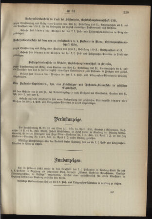 Post- und Telegraphen-Verordnungsblatt für das Verwaltungsgebiet des K.-K. Handelsministeriums 18930520 Seite: 3