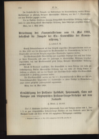 Post- und Telegraphen-Verordnungsblatt für das Verwaltungsgebiet des K.-K. Handelsministeriums 18930525 Seite: 2