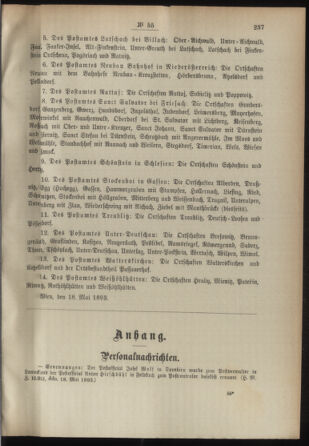 Post- und Telegraphen-Verordnungsblatt für das Verwaltungsgebiet des K.-K. Handelsministeriums 18930526 Seite: 3