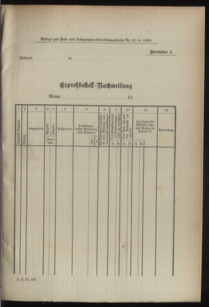 Post- und Telegraphen-Verordnungsblatt für das Verwaltungsgebiet des K.-K. Handelsministeriums 18930630 Seite: 5