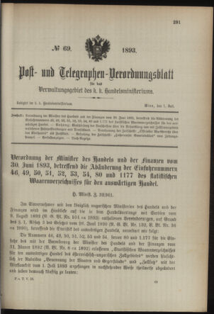 Post- und Telegraphen-Verordnungsblatt für das Verwaltungsgebiet des K.-K. Handelsministeriums 18930701 Seite: 37