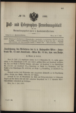 Post- und Telegraphen-Verordnungsblatt für das Verwaltungsgebiet des K.-K. Handelsministeriums