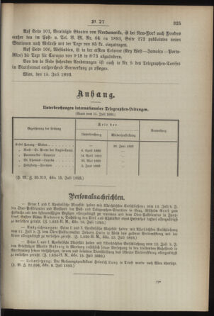 Post- und Telegraphen-Verordnungsblatt für das Verwaltungsgebiet des K.-K. Handelsministeriums 18930722 Seite: 3