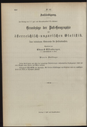 Post- und Telegraphen-Verordnungsblatt für das Verwaltungsgebiet des K.-K. Handelsministeriums 18930803 Seite: 4