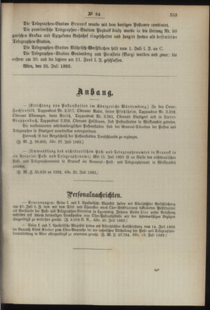 Post- und Telegraphen-Verordnungsblatt für das Verwaltungsgebiet des K.-K. Handelsministeriums 18930805 Seite: 3