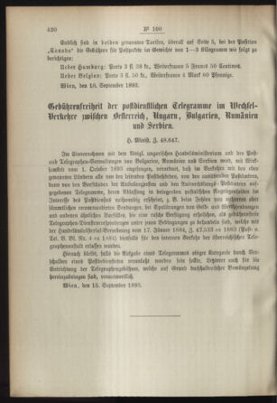 Post- und Telegraphen-Verordnungsblatt für das Verwaltungsgebiet des K.-K. Handelsministeriums 18930922 Seite: 2