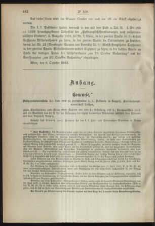 Post- und Telegraphen-Verordnungsblatt für das Verwaltungsgebiet des K.-K. Handelsministeriums 18931011 Seite: 2