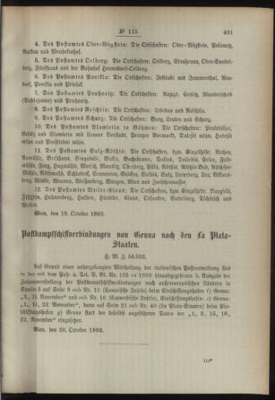 Post- und Telegraphen-Verordnungsblatt für das Verwaltungsgebiet des K.-K. Handelsministeriums 18931102 Seite: 3