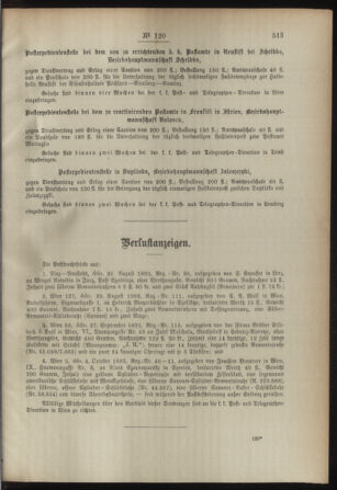 Post- und Telegraphen-Verordnungsblatt für das Verwaltungsgebiet des K.-K. Handelsministeriums 18931116 Seite: 3