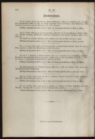 Post- und Telegraphen-Verordnungsblatt für das Verwaltungsgebiet des K.-K. Handelsministeriums 18931116 Seite: 4