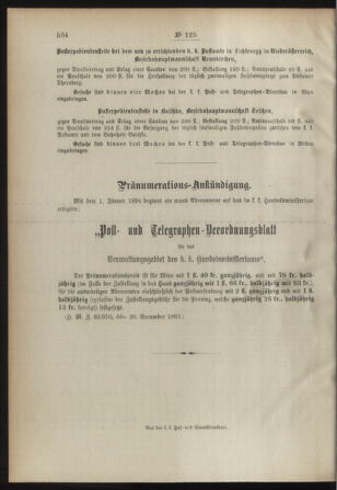 Post- und Telegraphen-Verordnungsblatt für das Verwaltungsgebiet des K.-K. Handelsministeriums 18931127 Seite: 4