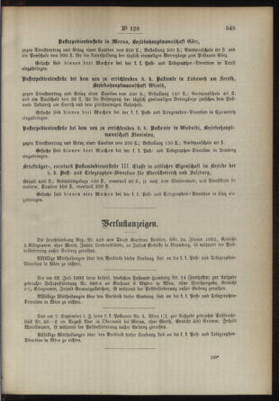 Post- und Telegraphen-Verordnungsblatt für das Verwaltungsgebiet des K.-K. Handelsministeriums 18931201 Seite: 3