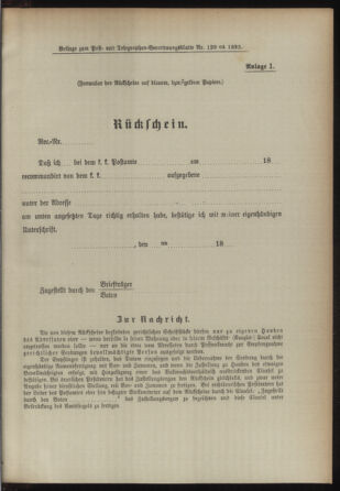 Post- und Telegraphen-Verordnungsblatt für das Verwaltungsgebiet des K.-K. Handelsministeriums 18931202 Seite: 5