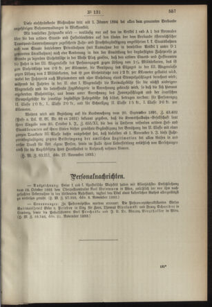 Post- und Telegraphen-Verordnungsblatt für das Verwaltungsgebiet des K.-K. Handelsministeriums 18931205 Seite: 3