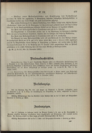 Post- und Telegraphen-Verordnungsblatt für das Verwaltungsgebiet des K.-K. Handelsministeriums 18931216 Seite: 3