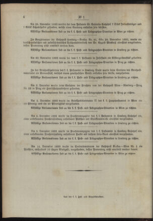 Post- und Telegraphen-Verordnungsblatt für das Verwaltungsgebiet des K.-K. Handelsministeriums 18940103 Seite: 4