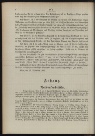 Post- und Telegraphen-Verordnungsblatt für das Verwaltungsgebiet des K.-K. Handelsministeriums 18940104 Seite: 2