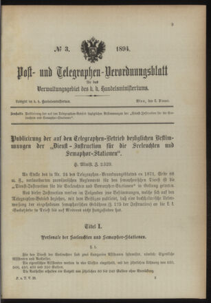 Post- und Telegraphen-Verordnungsblatt für das Verwaltungsgebiet des K.-K. Handelsministeriums