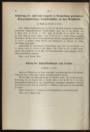 Post- und Telegraphen-Verordnungsblatt für das Verwaltungsgebiet des K.-K. Handelsministeriums 18940112 Seite: 2