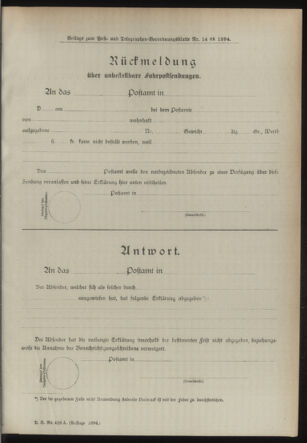 Post- und Telegraphen-Verordnungsblatt für das Verwaltungsgebiet des K.-K. Handelsministeriums 18940217 Seite: 3