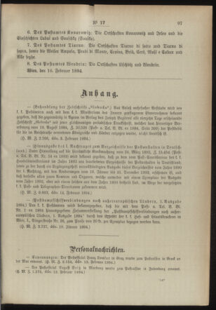 Post- und Telegraphen-Verordnungsblatt für das Verwaltungsgebiet des K.-K. Handelsministeriums 18940226 Seite: 3