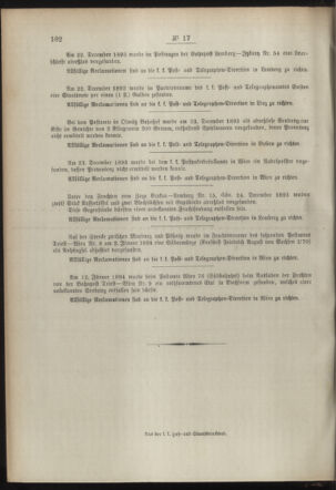 Post- und Telegraphen-Verordnungsblatt für das Verwaltungsgebiet des K.-K. Handelsministeriums 18940226 Seite: 8