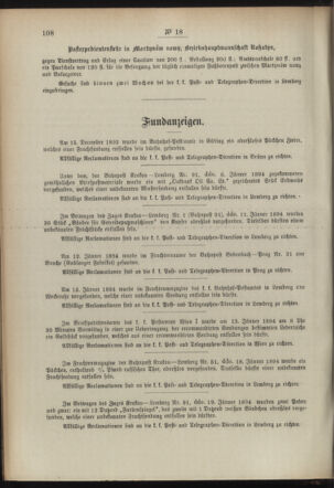 Post- und Telegraphen-Verordnungsblatt für das Verwaltungsgebiet des K.-K. Handelsministeriums 18940302 Seite: 6