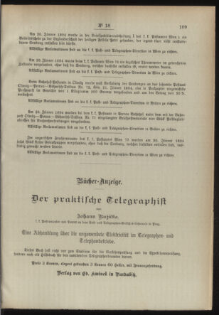 Post- und Telegraphen-Verordnungsblatt für das Verwaltungsgebiet des K.-K. Handelsministeriums 18940302 Seite: 7