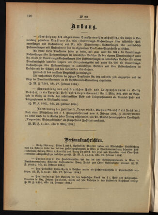 Post- und Telegraphen-Verordnungsblatt für das Verwaltungsgebiet des K.-K. Handelsministeriums 18940307 Seite: 2