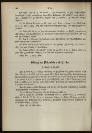 Post- und Telegraphen-Verordnungsblatt für das Verwaltungsgebiet des K.-K. Handelsministeriums 18940324 Seite: 2