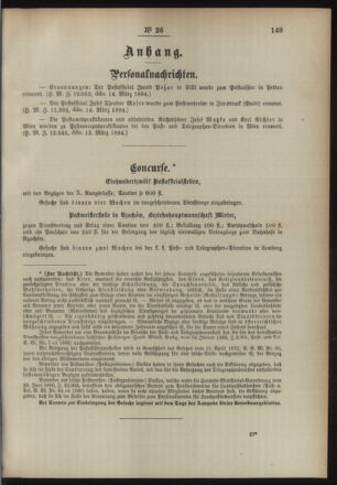 Post- und Telegraphen-Verordnungsblatt für das Verwaltungsgebiet des K.-K. Handelsministeriums 18940324 Seite: 3