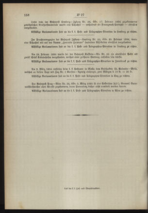 Post- und Telegraphen-Verordnungsblatt für das Verwaltungsgebiet des K.-K. Handelsministeriums 18940330 Seite: 8