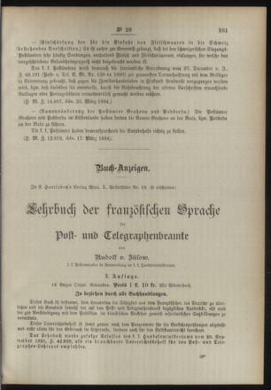 Post- und Telegraphen-Verordnungsblatt für das Verwaltungsgebiet des K.-K. Handelsministeriums 18940402 Seite: 3