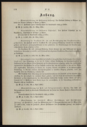 Post- und Telegraphen-Verordnungsblatt für das Verwaltungsgebiet des K.-K. Handelsministeriums 18940414 Seite: 2