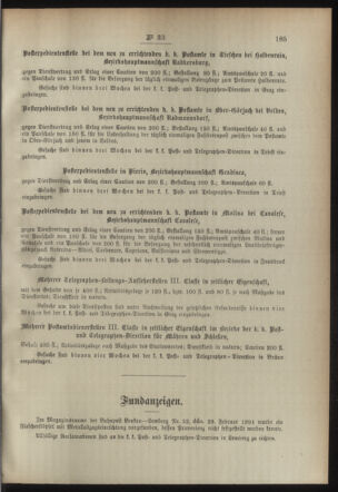 Post- und Telegraphen-Verordnungsblatt für das Verwaltungsgebiet des K.-K. Handelsministeriums 18940421 Seite: 7