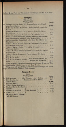 Post- und Telegraphen-Verordnungsblatt für das Verwaltungsgebiet des K.-K. Handelsministeriums 18940427 Seite: 25