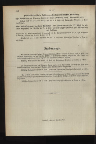 Post- und Telegraphen-Verordnungsblatt für das Verwaltungsgebiet des K.-K. Handelsministeriums 18940501 Seite: 4