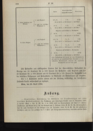 Post- und Telegraphen-Verordnungsblatt für das Verwaltungsgebiet des K.-K. Handelsministeriums 18940508 Seite: 2